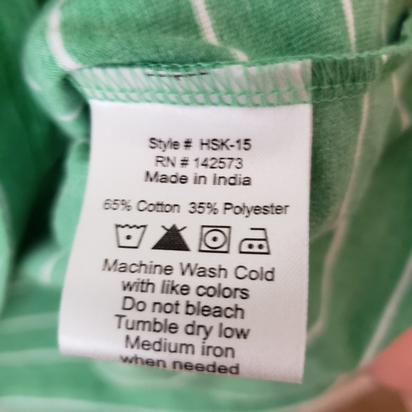 Hudson & Barrow NYC V Neck Green White Stripe Tee - Picture 4 of 5